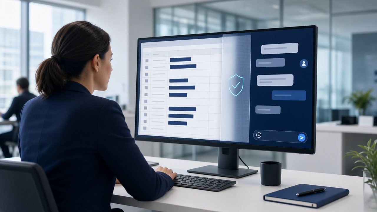 A financial workplace masking sensitive data before it reaches generative AI