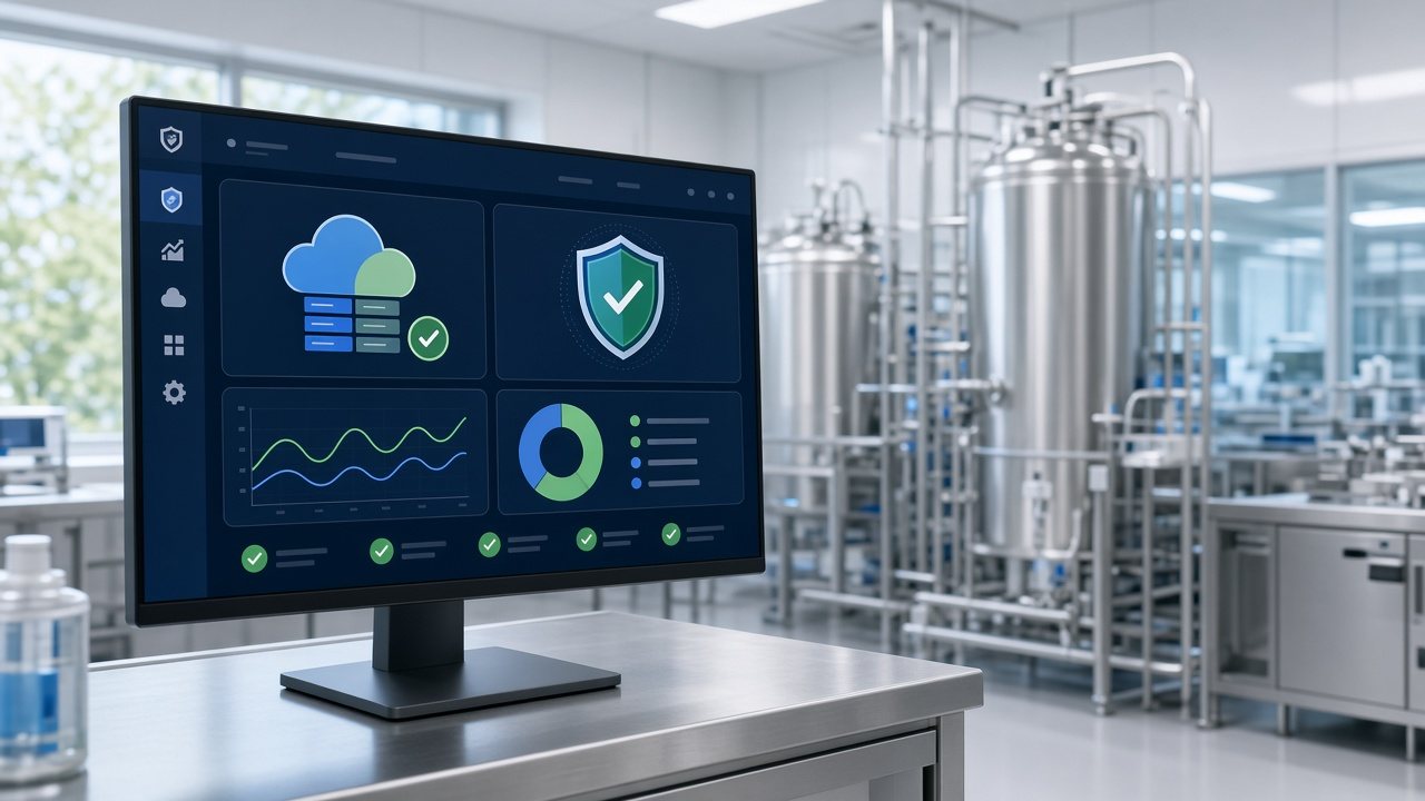Pharmaceutical plant equipment with a cloud compliance dashboard